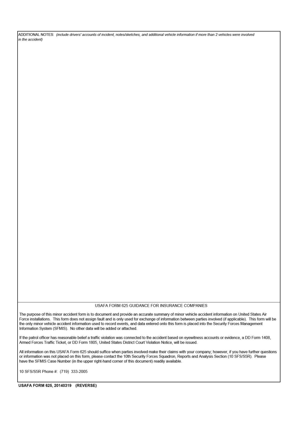 USAFA Form 625 Minor Vehicle Accident Worksheet, Page 6