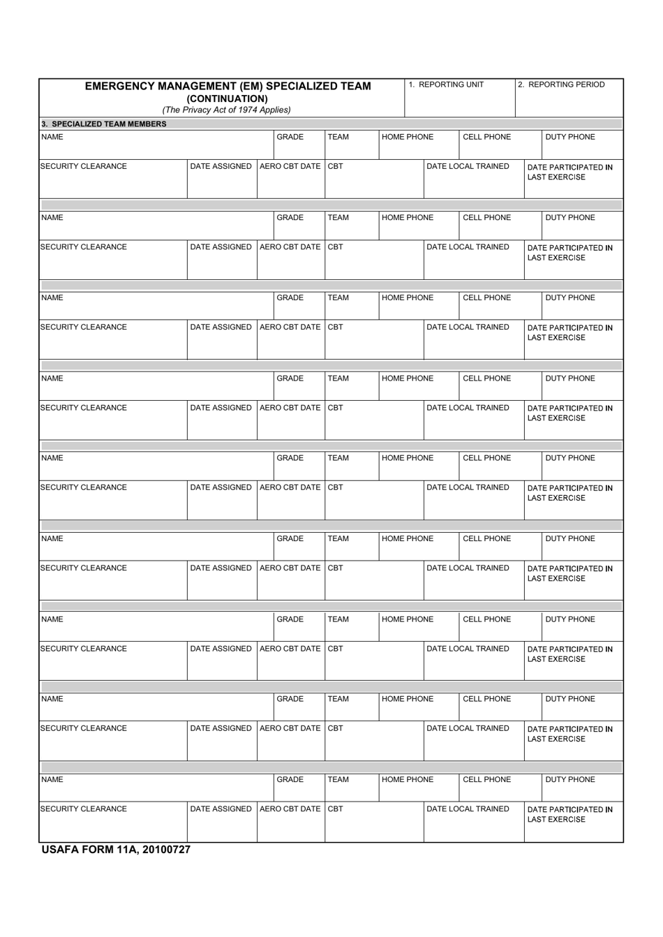 USAFA Form 11A - Fill Out, Sign Online And Download Fillable PDF ...