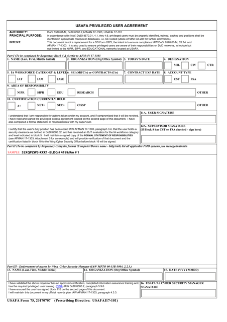 USAFA Form 75  Printable Pdf