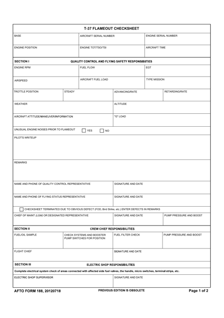 AFTO Form 188  Printable Pdf