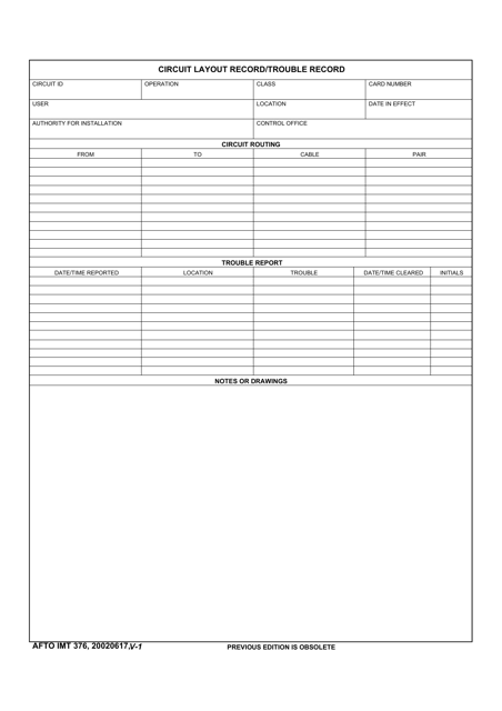 AFTO IMT Form 376  Printable Pdf