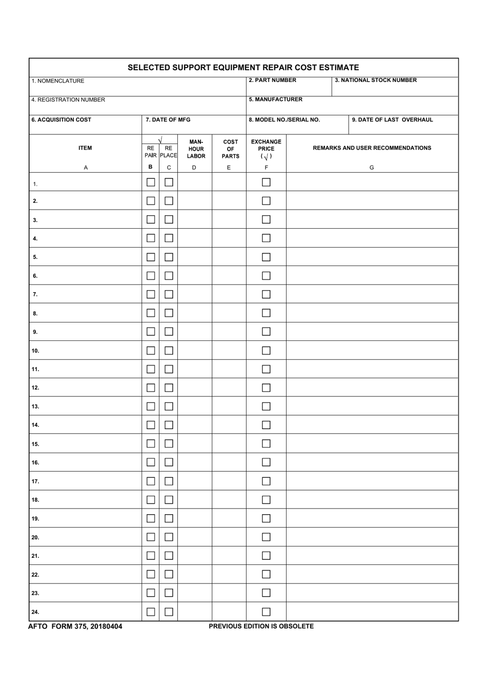 Afto Form 375 Fill Out Sign Online And Download Fillable Pdf Templateroller 9950