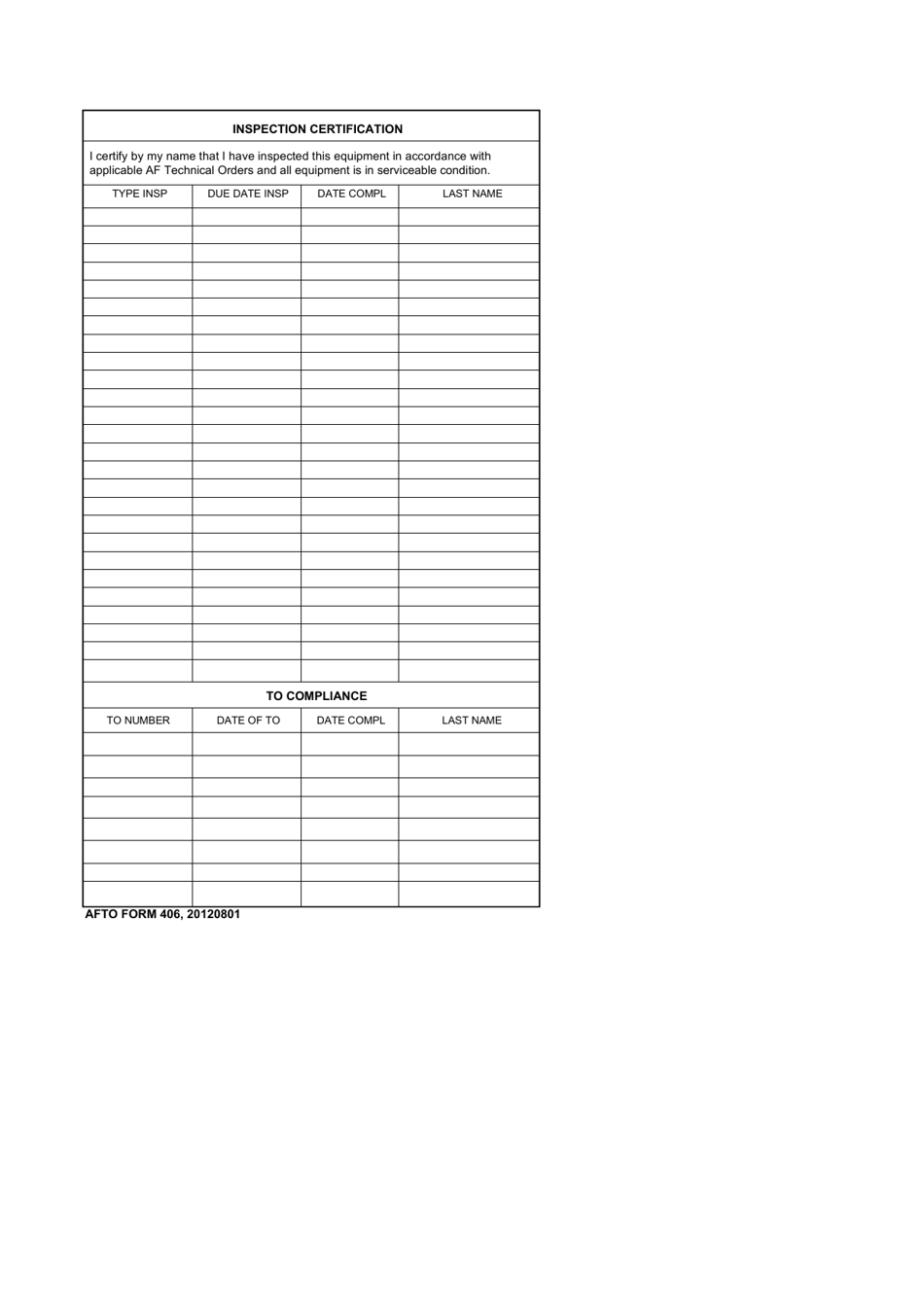 AFTO Form 406 - Fill Out, Sign Online and Download Fillable PDF ...