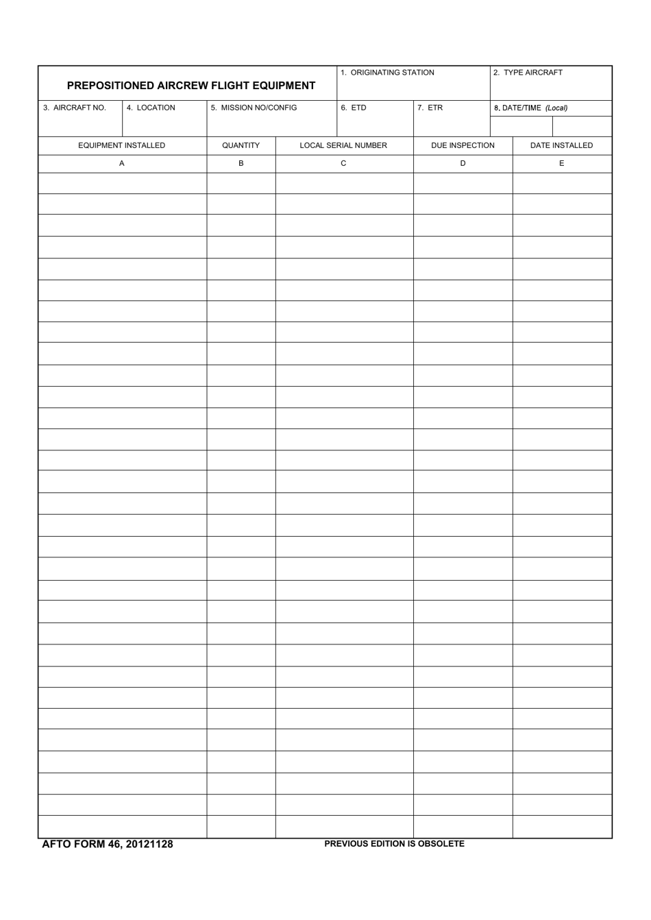 AFTO Form 46 - Fill Out, Sign Online and Download Fillable PDF ...