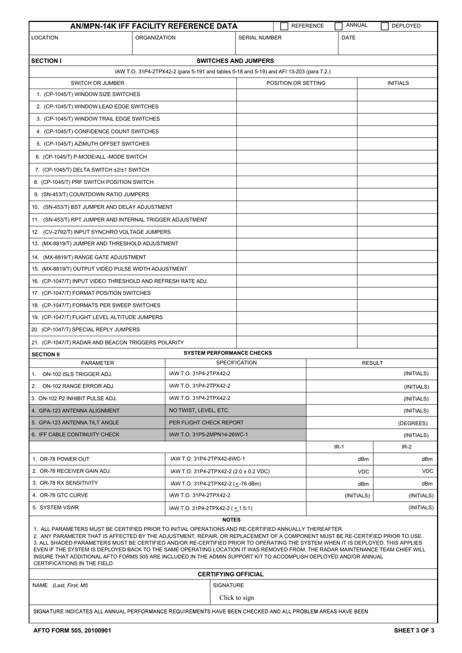 AFTO Form 505 - Fill Out, Sign Online and Download Printable PDF ...