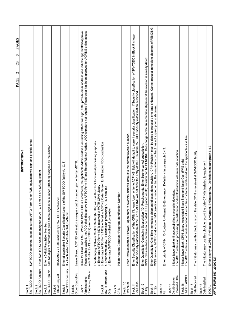AFTO Form 157 Computer Program Configuration Item (Cpci) Requirement, Page 2
