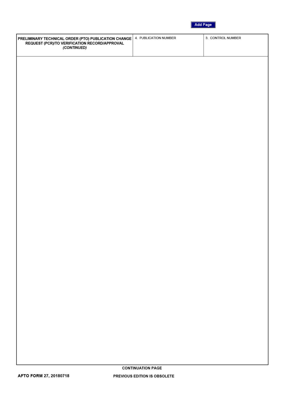 AFTO Form 27 Preliminary Technical Order (Pto) Publication Change Request (Pcr) / To Verification Record / Approval, Page 3