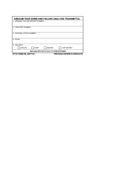 AFTO Form 308  Printable Pdf