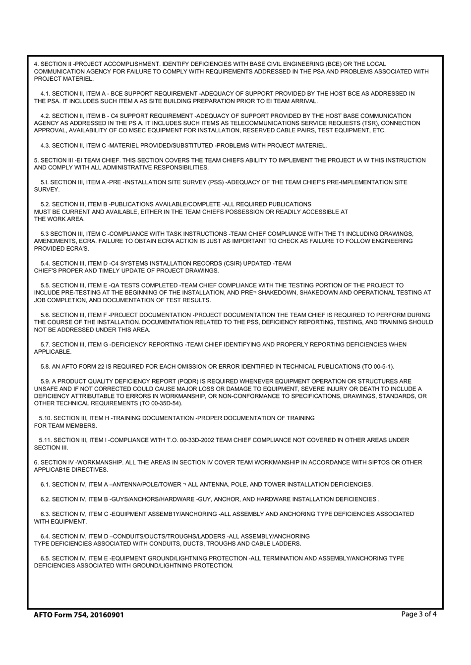 AFTO Form 754 Ei Quality Assurance Evaluation Record, Page 3
