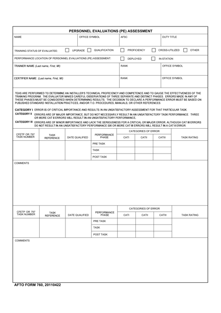AFTO Form 760  Printable Pdf