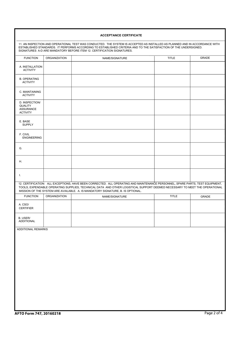 Afto Form 747 Fill Out Sign Online And Download Fillable Pdf