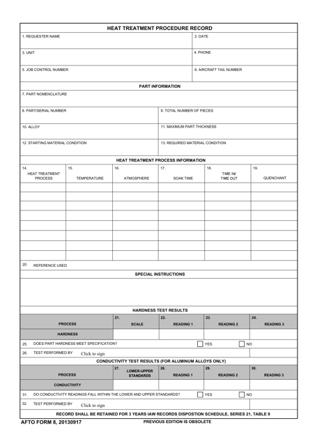 AFTO Form 8  Printable Pdf