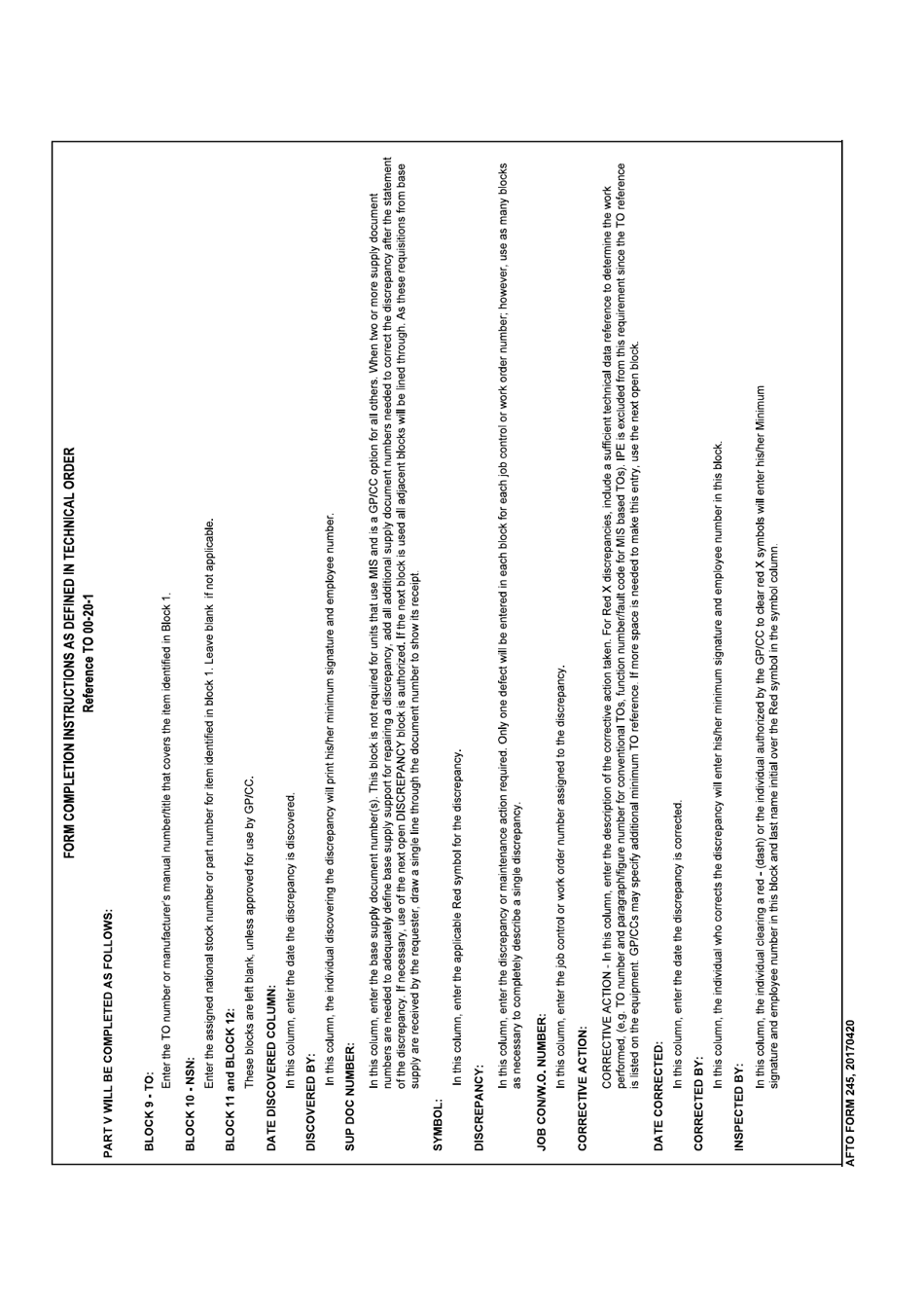 AFTO Form 245 Industrial Support Equipment Record, Page 2