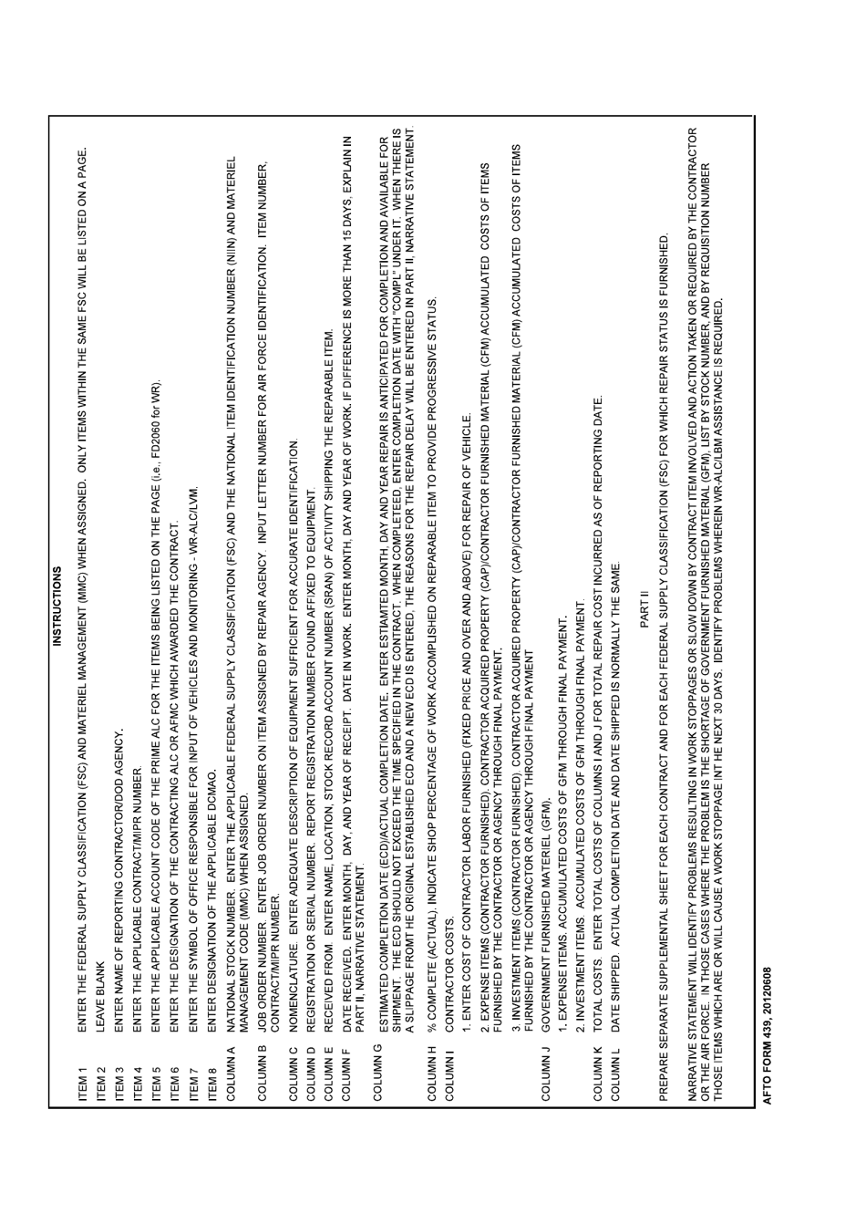AFTO Form 439 Overhaul Contractor End Item Report (Serialized Control) Part I, Page 2