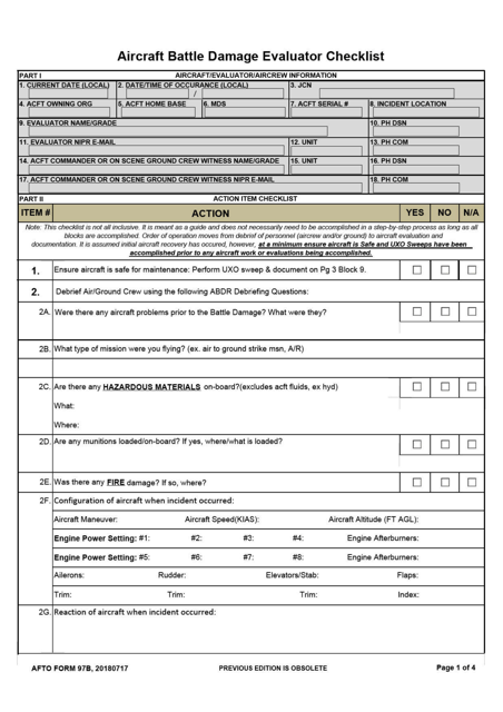 AFTO Form 97B  Printable Pdf