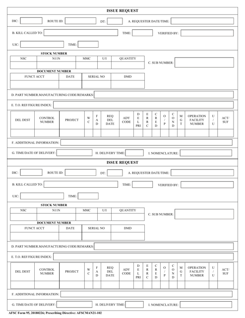 AFSC Form 95 Issue Request