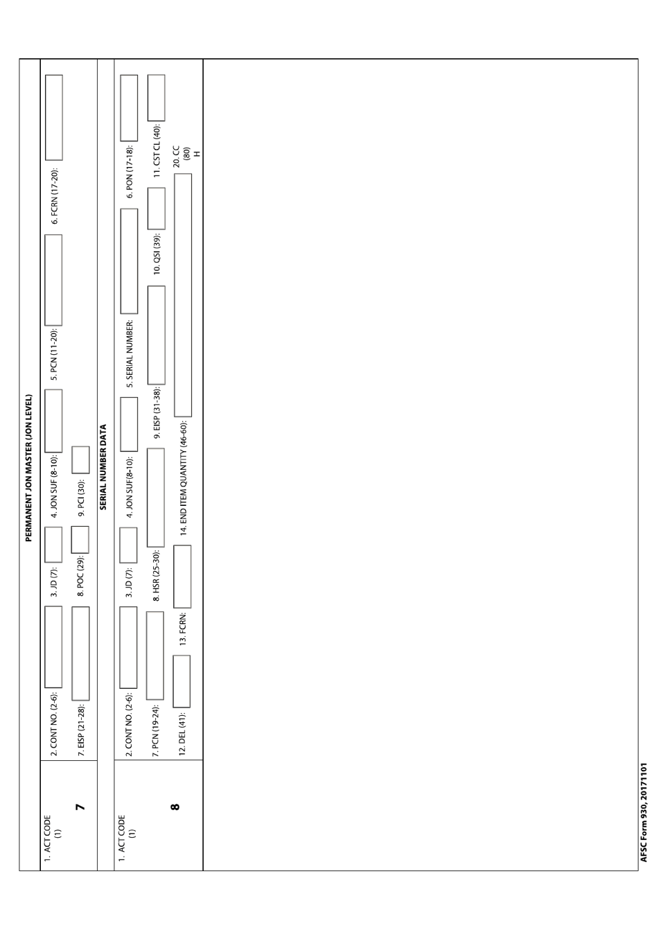 AFSC Form 930 G004l File Maintenance Transactions, Page 2