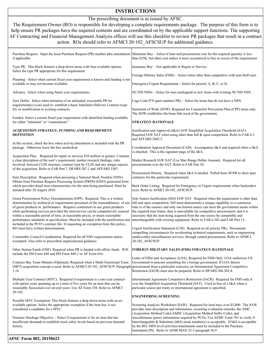 AFSC Form 002 Buy Checklist, Page 4