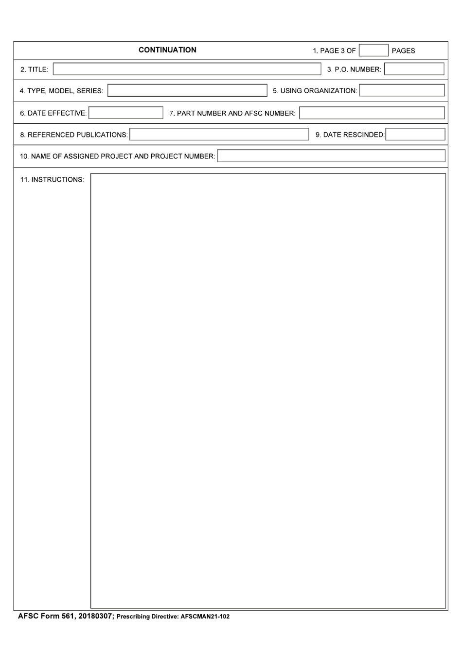 AFSC Form 561 Process Order, Page 3