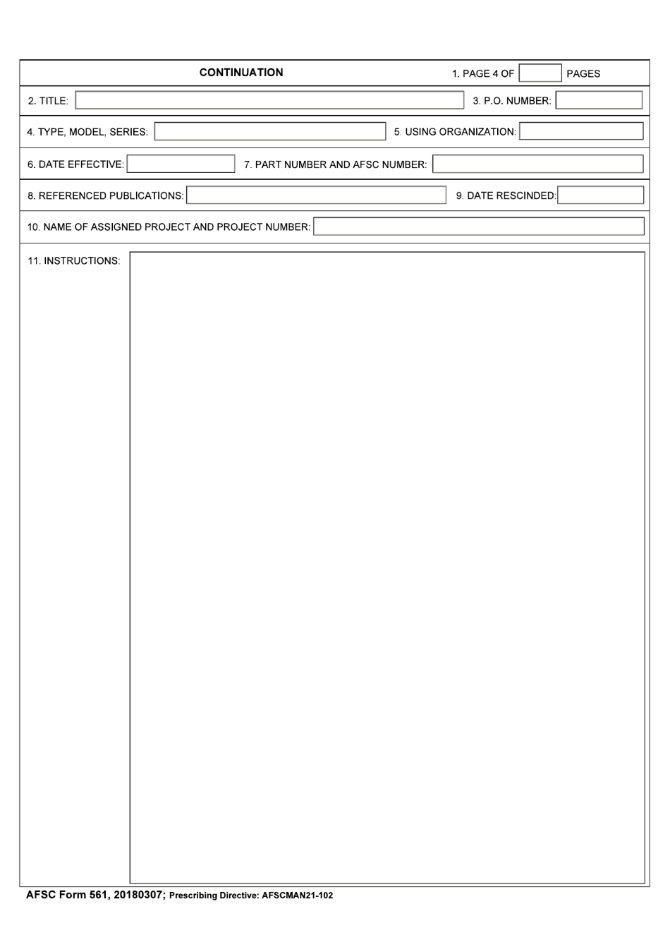 AFSC Form 561 Process Order, Page 4