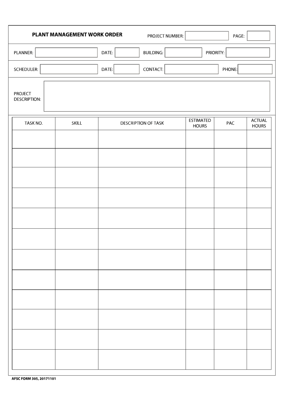 AFSC Form 305 - Fill Out, Sign Online and Download Fillable PDF ...