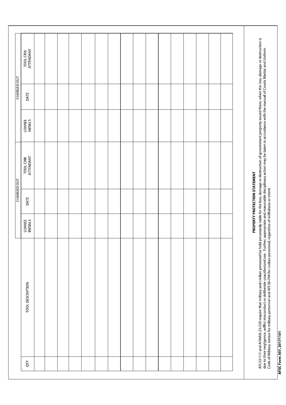 AFSC Form 307 Temporary Loan Record, Page 2