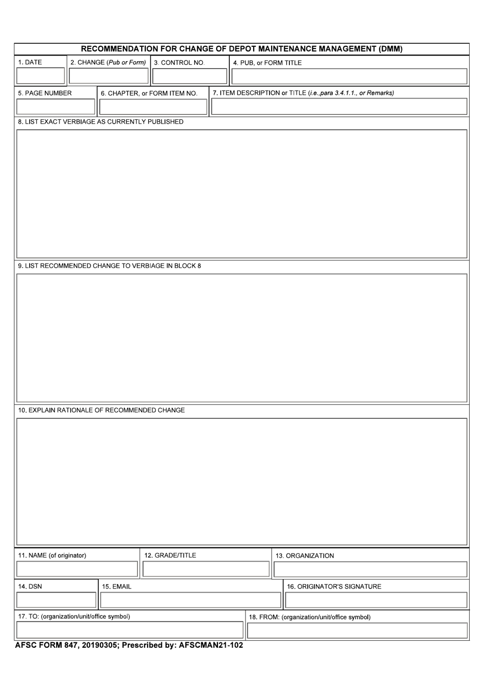 AFSC Form 847 - Fill Out, Sign Online and Download Fillable PDF ...