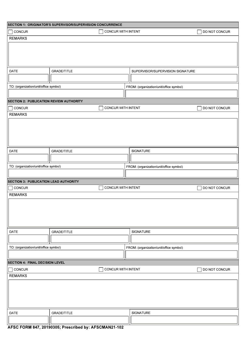 AFSC Form 847 Download Fillable PDF or Fill Online Recommendation for ...