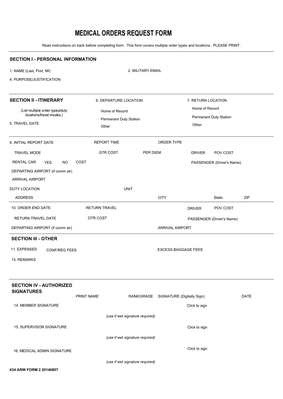 434 ARW Form 2 - Fill Out, Sign Online and Download Fillable PDF