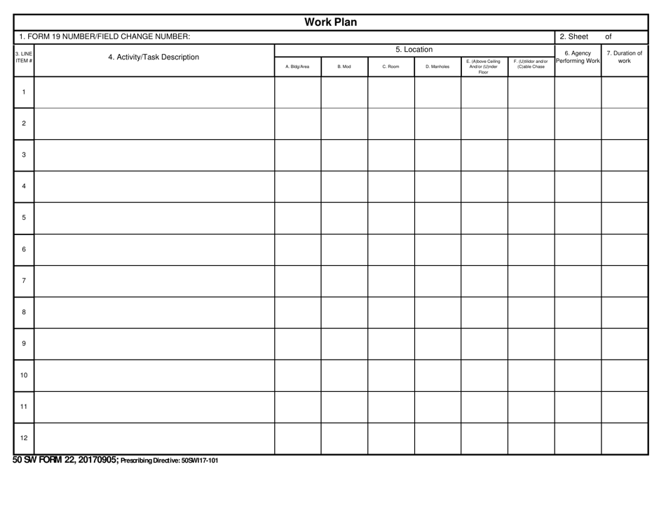 50 SW Form 22 Work Plan, Page 1
