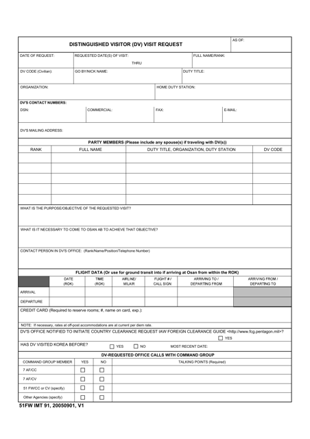 51 FW IMT Form 91  Printable Pdf