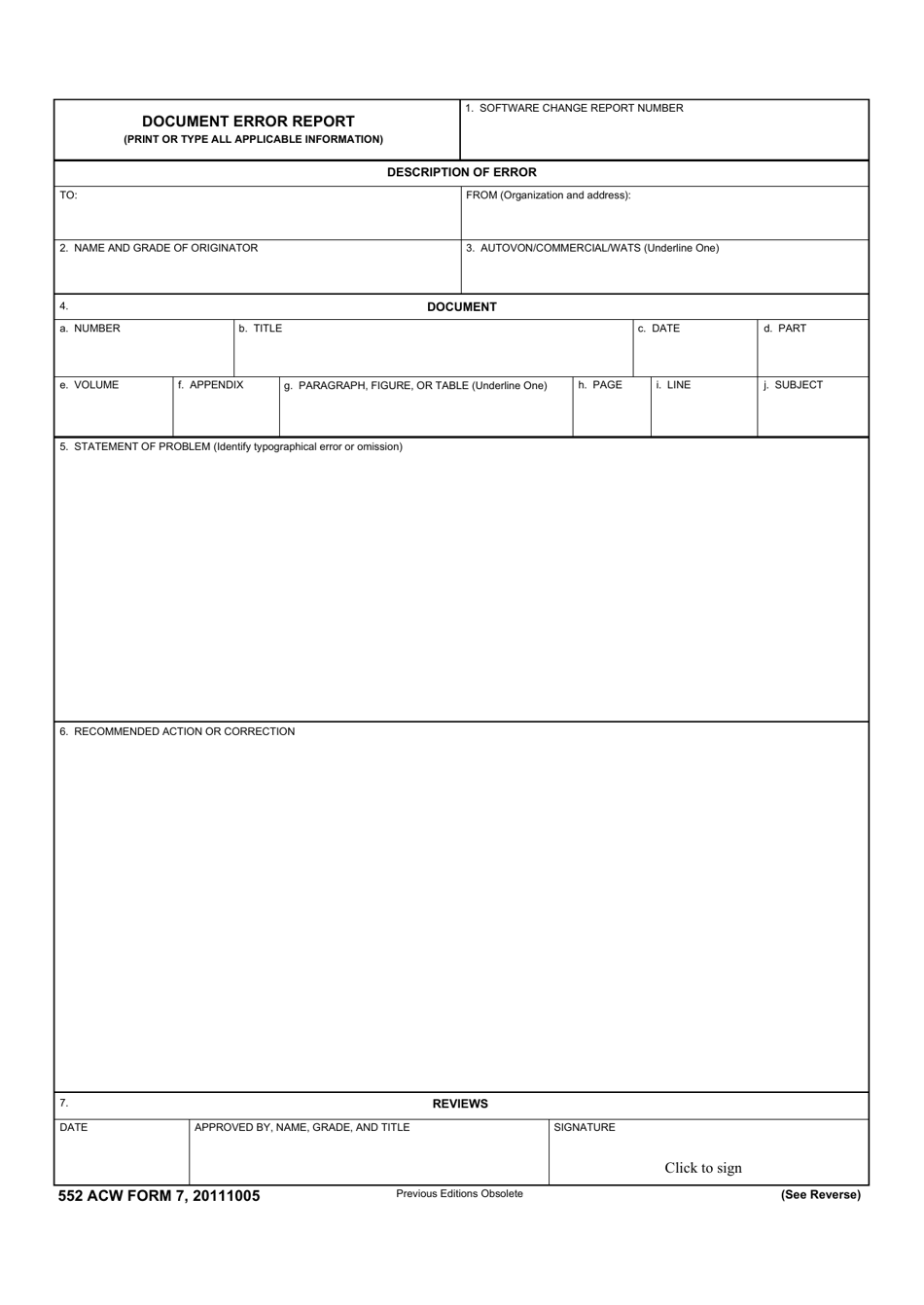 552 ACW Form 7 - Fill Out, Sign Online and Download Fillable PDF ...