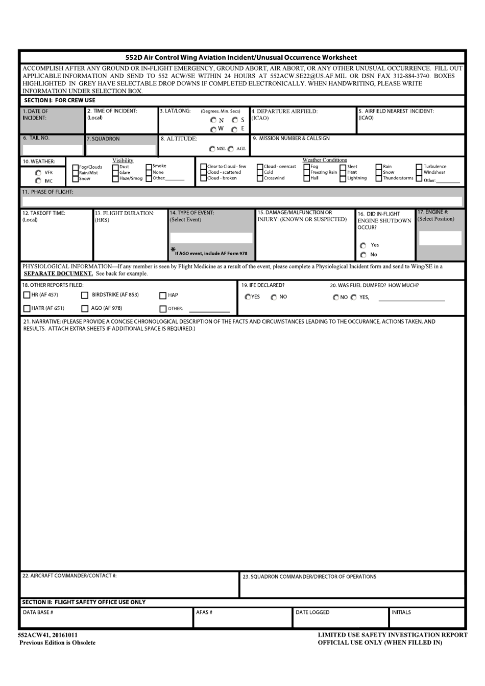 552 ACW Form 41 - Fill Out, Sign Online and Download Fillable PDF ...