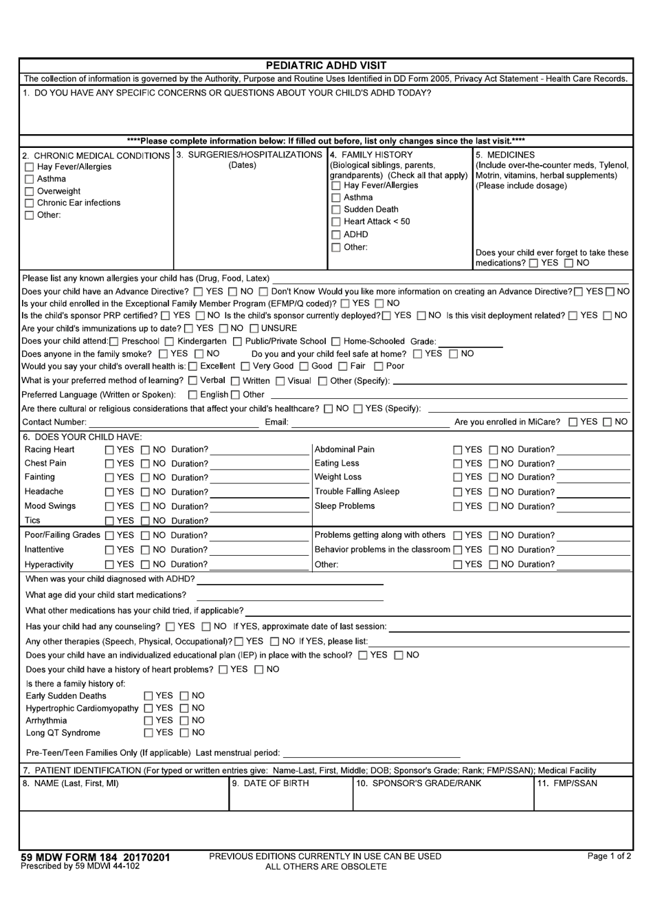 59 MDW Form 184 - Fill Out, Sign Online and Download Fillable PDF ...