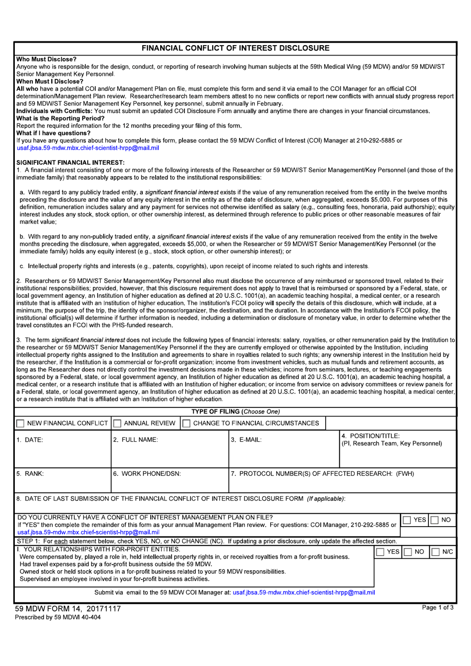 59 MDW Form 190 59 Dg Tissue Implant Program Allograft Products, Page 1