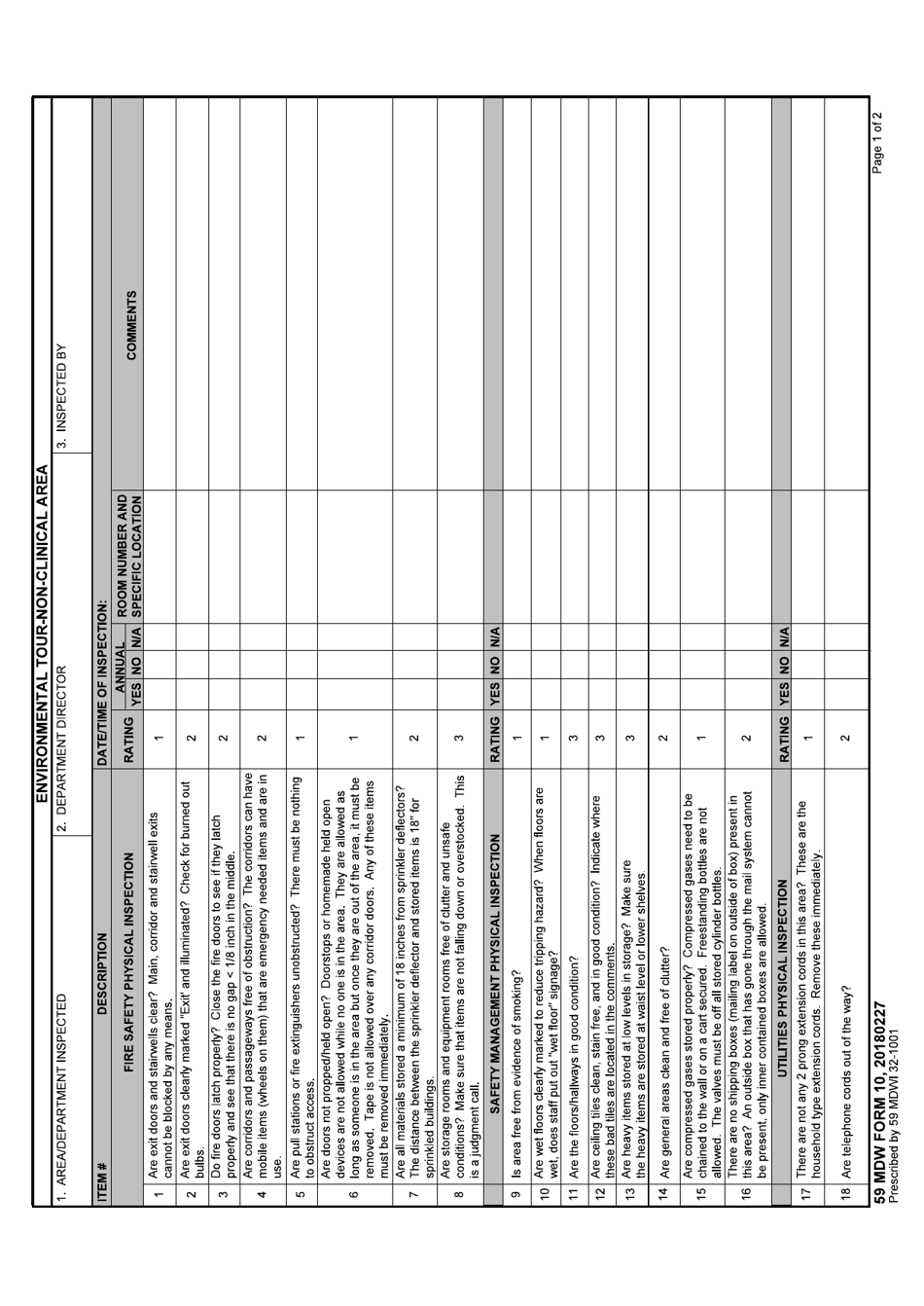59 MDW Form 10 Environmental Tour-Non-clinical Area, Page 1