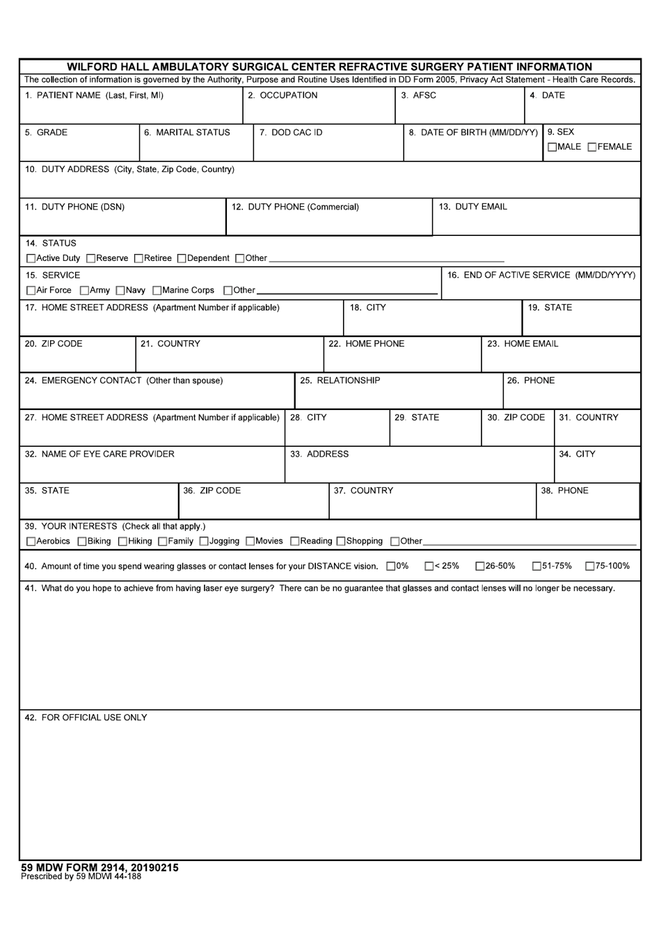 59 MDW Form 2914 - Fill Out, Sign Online and Download Fillable PDF ...