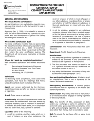 Instructions for Form DAS-115 Application for Fire-Safe Certification of Cigarette Manufacturer - Pennsylvania