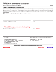 Form DAS115 Application for Fire-Safe Certification of Cigarette Manufacturer - Pennsylvania, Page 3