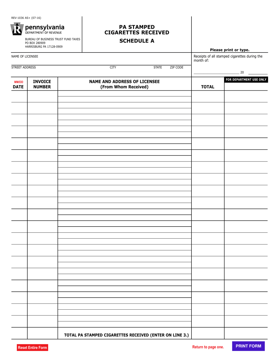 Form REV-1036 Nonresident Stamp Affixing Agency Monthly Report of Cigarettes and Cigarette Tax Stamps - Pennsylvania, Page 2