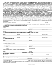 Form REV-1075 Bond Cigarette Stamping Agency - Pennsylvania, Page 2