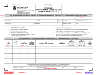 Document preview: Form REV-1144 Schedule L Unstampable Little Cigars - Pennsylvania