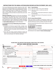 Document preview: Form REV-1667 Annual Withholding Reconciliation Statement - Pennsylvania