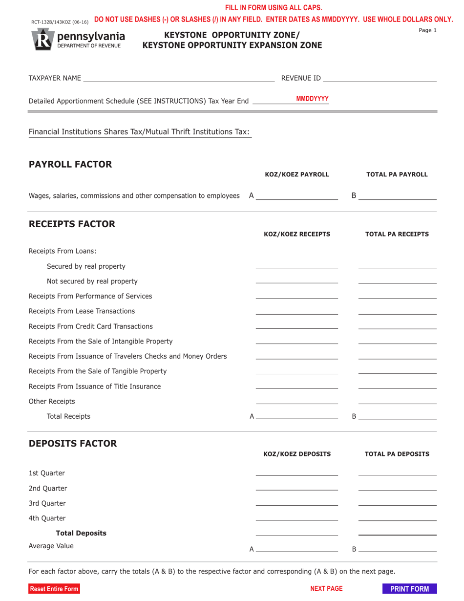 Form RCT-132B / 143KOZ Keystone Opportunity Zone / Keystone Opportunity Expansion Zone - Pennsylvania, Page 3