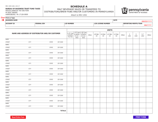 Document preview: Form REV-1053 Schedule A Malt Beverage Sales to Distributors and/or Customers - Pennsylvania