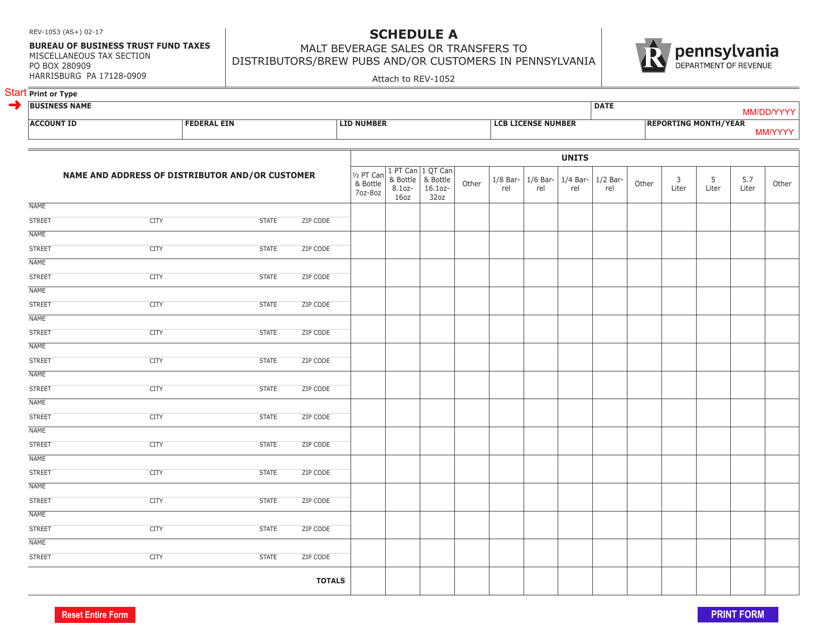 Form REV-1053 Schedule A  Printable Pdf