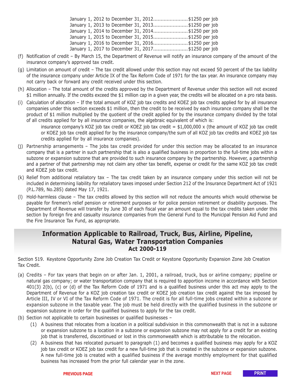 Form REV-765 Schedule JC Annual Report Keystone Opportunity Zone Job Creation Tax Credit or Keystone Opportunity Expansion Zone Job Creation Tax Credit - Pennsylvania, Page 3