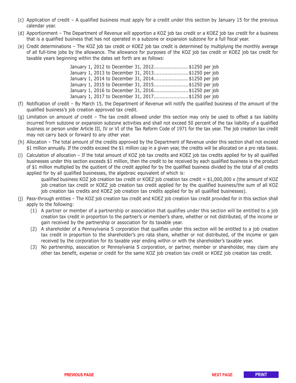 Form REV-765 Schedule JC Annual Report Keystone Opportunity Zone Job Creation Tax Credit or Keystone Opportunity Expansion Zone Job Creation Tax Credit - Pennsylvania, Page 4