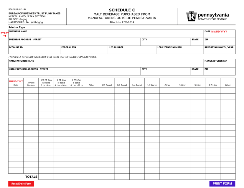 Form REV-1055 Schedule C  Printable Pdf