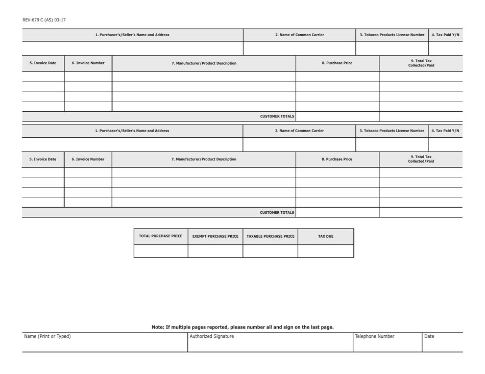 Form REV-679 C Schedule C E-Cigarettes / E-Cigarette Products - Manufacturer / Wholesalers Report of Sales - Pennsylvania, Page 2